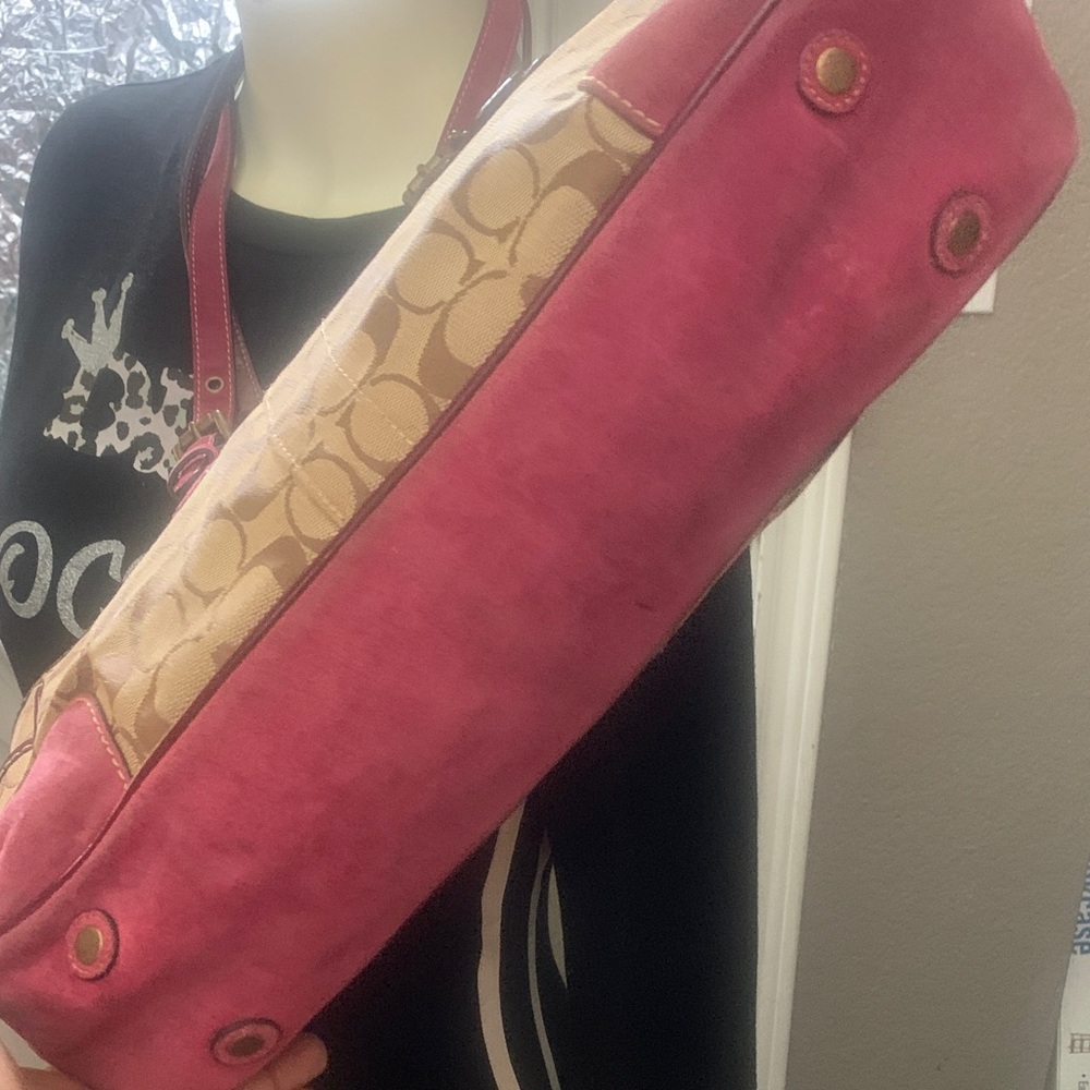 Coach Suede Tan and Wine Signature Tote FIRM!!! - Picture 9 of 16